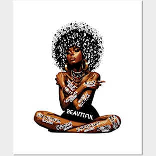 Black Woman Strong Bold Smart Successful Unique and Talent Enough Posters and Art